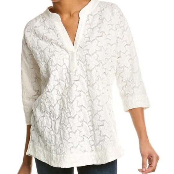 NWT NIC+ZOE Cream Textured Women's Blouse Size Medium - Picture 1 of 9